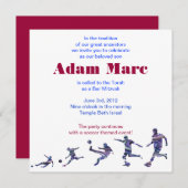 サッカースポーツ招待状バー（ユダヤ教の）バル・ミツバーユダヤ赤 招待状 (正面/裏面)