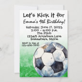 サッカースポーツ水彩色誕生日招待状 招待状 (正面)