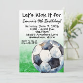 サッカースポーツ水彩色誕生日招待状 招待状 (スタンド正面)