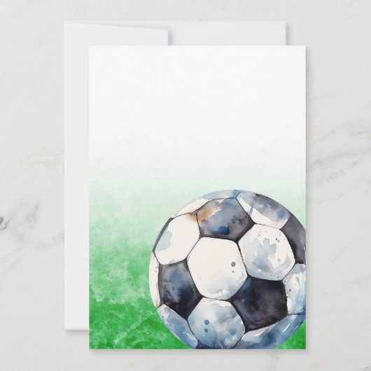 サッカースポーツ水彩色誕生日招待状 招待状 (裏面)
