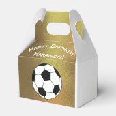 サッカースポーツ誕生日パーティーダーク金ゴールドホワイト フェイバーボックス (裏面サイド)