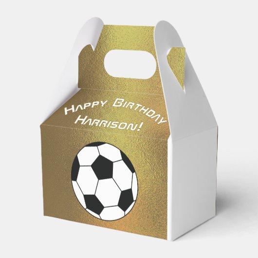 サッカースポーツ誕生日パーティーダーク金ゴールドホワイト フェイバーボックス (裏面サイド)