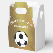 サッカースポーツ誕生日パーティーダーク金ゴールドホワイト フェイバーボックス (オープン)
