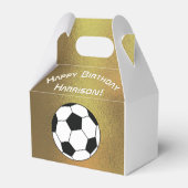 サッカースポーツ誕生日パーティーダーク金ゴールドホワイト フェイバーボックス (正面サイド)