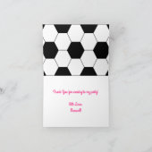 サッカースポーツ誕生日パーティーピンクありがとう カード (内部)