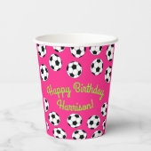 サッカースポーツ誕生日パーティーピンク紙カップ 紙コップ (裏面)
