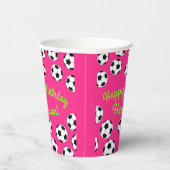 サッカースポーツ誕生日パーティーピンク紙カップ 紙コップ (右)