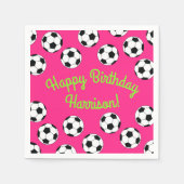 サッカースポーツ誕生日パーティーピンク スタンダードカクテルナプキン (正面)
