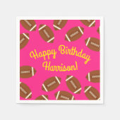 サッカースポーツ誕生日パーティーピンク スタンダードカクテルナプキン (正面)