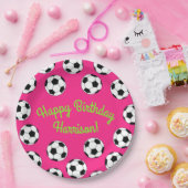 サッカースポーツ誕生日パーティーピンク ペーパープレート (パーティー)