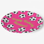 サッカースポーツ誕生日パーティーピンク ペーパープレート (アングル)