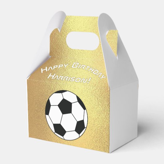 サッカースポーツ誕生日パーティー金ゴールドホワイト フェイバーボックス (裏面サイド)
