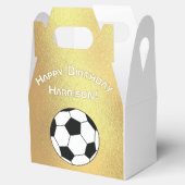 サッカースポーツ誕生日パーティー金ゴールドホワイト フェイバーボックス (オープン)