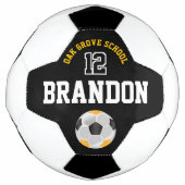 サッカースポーツ – 金ゴールド、白黒 サッカーボール (正面)