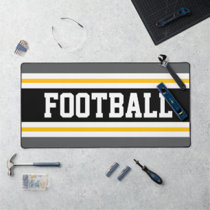 サッカースポーティグレーブラックイエローレーシングストライプズ デスクマット