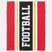 サッカースポーティブライトレッド白黒ストライプズ フリースブランケット (正面)