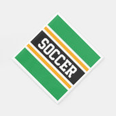 サッカースポーティ明るい緑の黒い黄色のストライプ スタンダードランチョンナプキン (角)