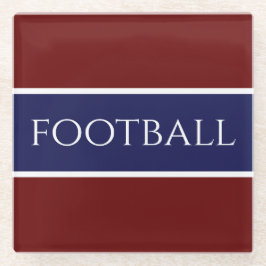 サッカースポーティ深いレッドホワイトネイビーブルーストライプズ ガラスコースター