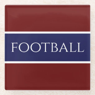 サッカースポーティ深いレッドホワイトネイビーブルーストライプズ ガラスコースター