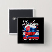 サッカースロバキア国旗、ヴィンテージサッカーボール 缶バッジ (正面&裏面)