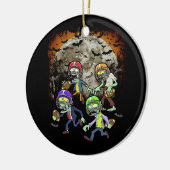 サッカーゾンビプレーヤーハロウィンホラーフットボールT セラミックオーナメント (左)