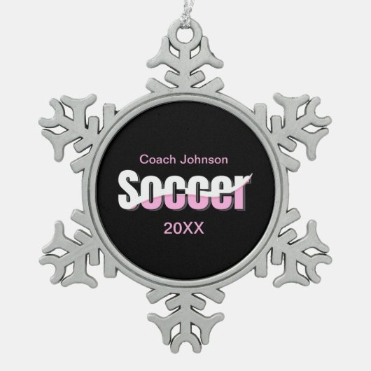 サッカータイポグラフィモダンアート抽象芸術スウィッシュ スノーフレークピューターオーナメント (正面)