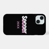 サッカータイポグラフィモダンアート抽象芸術スウィッシュ iPhone 15ケース (裏面横)