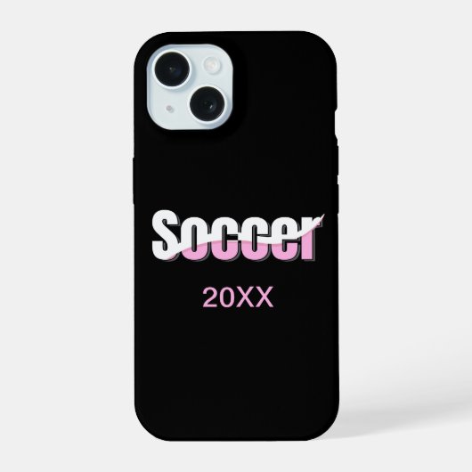 サッカータイポグラフィモダンアート抽象芸術スウィッシュ iPhone 15ケース (裏面)