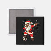 サッカーダビングサンタアフリカ系アメリカ人クリスマス マグネット (正面/裏面)