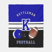 サッカー🏈ダークブルースポーツレター フリースブランケット (正面)