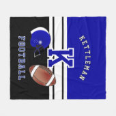 サッカー🏈ダークブルースポーツレター フリースブランケット (正面(横))