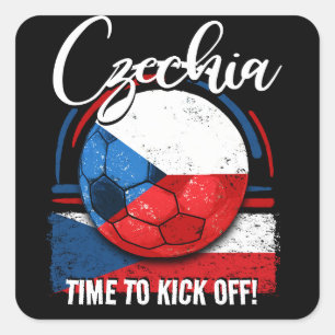 サッカーチェコ国旗、ヨーロッパサッカー スクエアシール