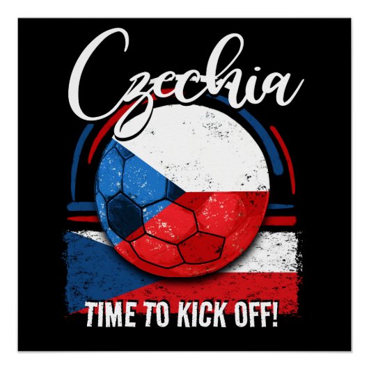 サッカーチェコ国旗、レトロヴィンテージ ポスター (正面)