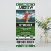 サッカーチケットの誕生日プレゼントに写真付きで 招待状 (スタンド正面)