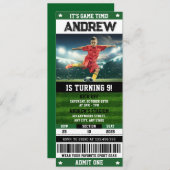 サッカーチケットの誕生日プレゼントに写真付きで 招待状 (正面/裏面)