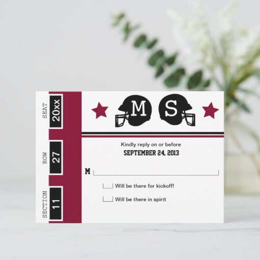 サッカーチケットウェディングRSVP 出欠カード (スタンド正面)