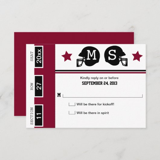 サッカーチケットウェディングRSVP 出欠カード (正面/裏面)