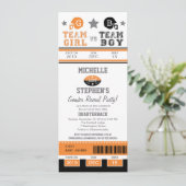 サッカーチケットジェンダーが赤ちゃんシャワーを明かす 招待状 (スタンド正面)
