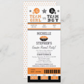 サッカーチケットジェンダーが赤ちゃんシャワーを明かす 招待状 (正面/裏面)