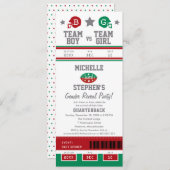 サッカーチケットジェンダーが赤ちゃんシャワーを明かす 招待状 (正面/裏面)