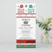 サッカーチケットジェンダーが赤ちゃんシャワーを明かす 招待状 (スタンド正面)