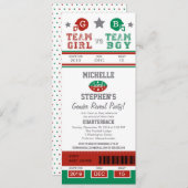 サッカーチケットジェンダーが赤ちゃんシャワーを明かす 招待状 (正面/裏面)