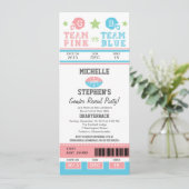 サッカーチケットジェンダーが赤ちゃんシャワーを明かす 招待状 (スタンド正面)