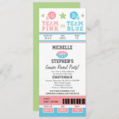 サッカーチケットジェンダーが赤ちゃんシャワーを明かす 招待状 (正面/裏面)