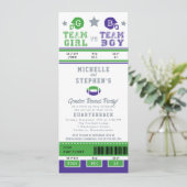 サッカーチケットジェンダーが赤ちゃんシャワーを明かす 招待状 (スタンド正面)