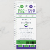 サッカーチケットジェンダーが赤ちゃんシャワーを明かす 招待状 (正面/裏面)