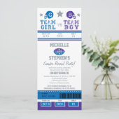 サッカーチケットジェンダーが赤ちゃんシャワーを明かす 招待状 (スタンド正面)