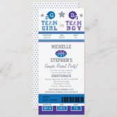 サッカーチケットジェンダーが赤ちゃんシャワーを明かす 招待状 (正面/裏面)