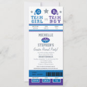 サッカーチケットジェンダーが赤ちゃんシャワーを明かす 招待状 (正面)