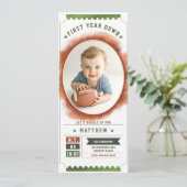 サッカーチケットスポーツおもしろいフォトボーイ1歳の誕生日 招待状 (スタンド正面)